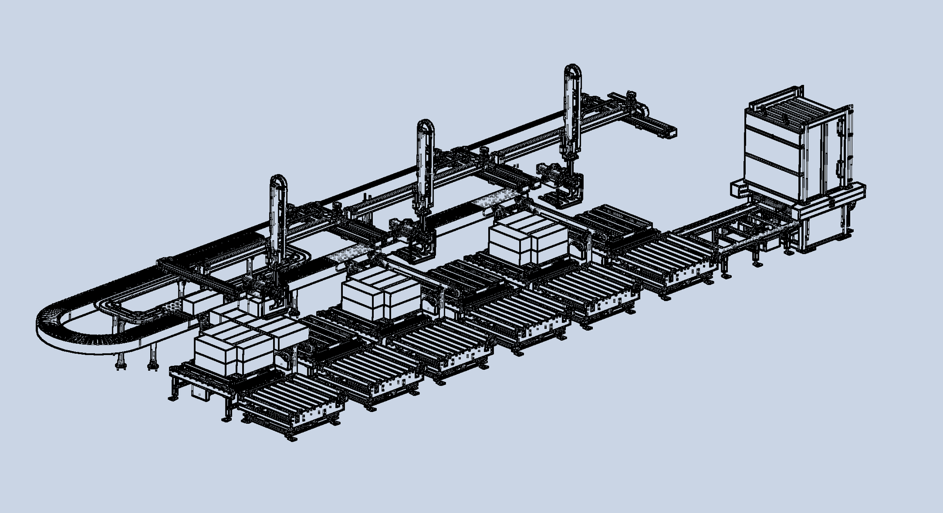 Cartesian palletising system render